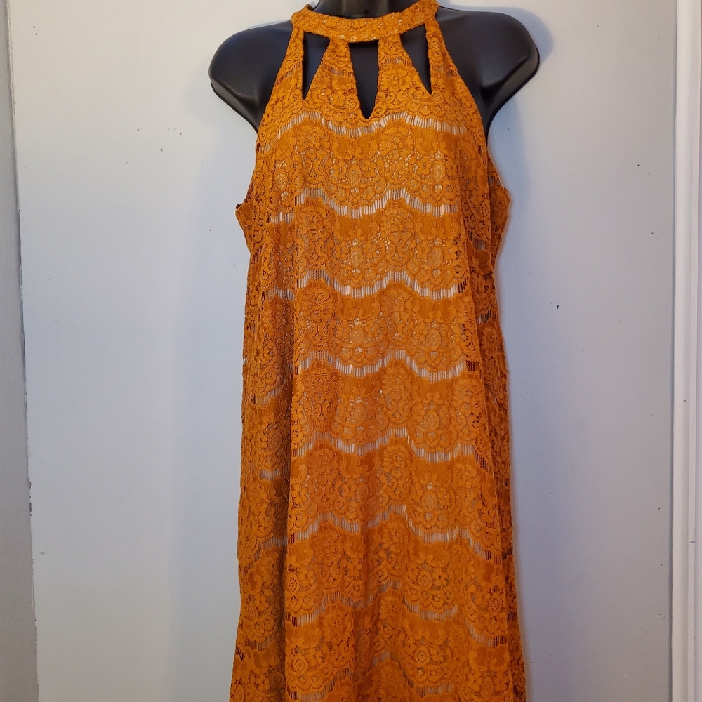 Lace overlay mini dress